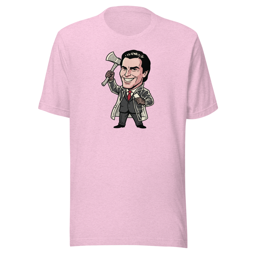 Wall Street Yuppie Axe Killer Pop Art Parody Tee — Men's Premium Tee — heather prism lilac front view