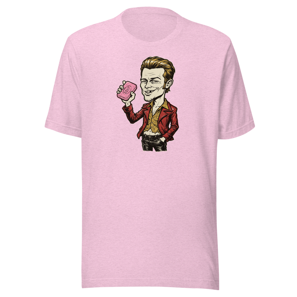Soap-Pushing Anarchist Punk Caricature Tee — Men's Premium Tee — heather prism lilac front view