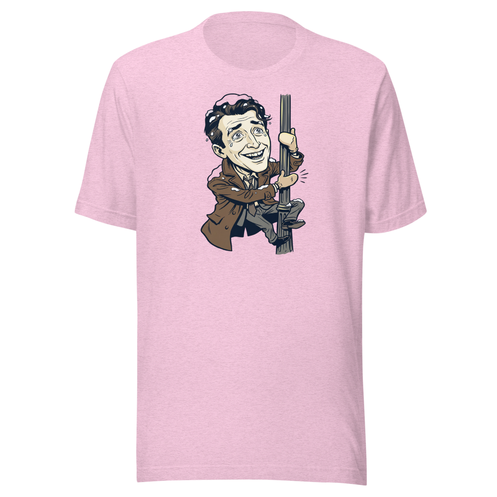 Snowy Lamppost Hug Christmas Movie Caricature T-Shirt — heather prism lilac front view