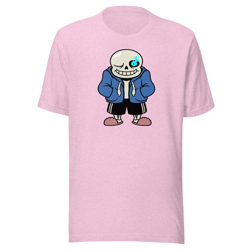 Lazy Skeleton Blue Hoodie Indie RPG Tee — heather prism lilac front view