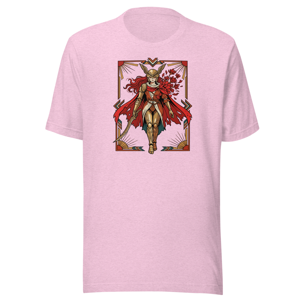 Deco Valkyrie Scarlet Bloom Knight Graphic T-Shirt — heather prism lilac front view