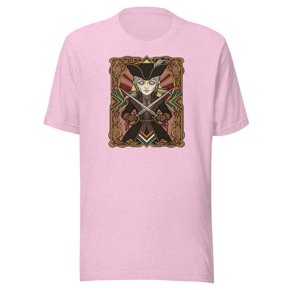 Clocktower Hunter Twin Blades Deco Duel Tee — heather prism lilac front view