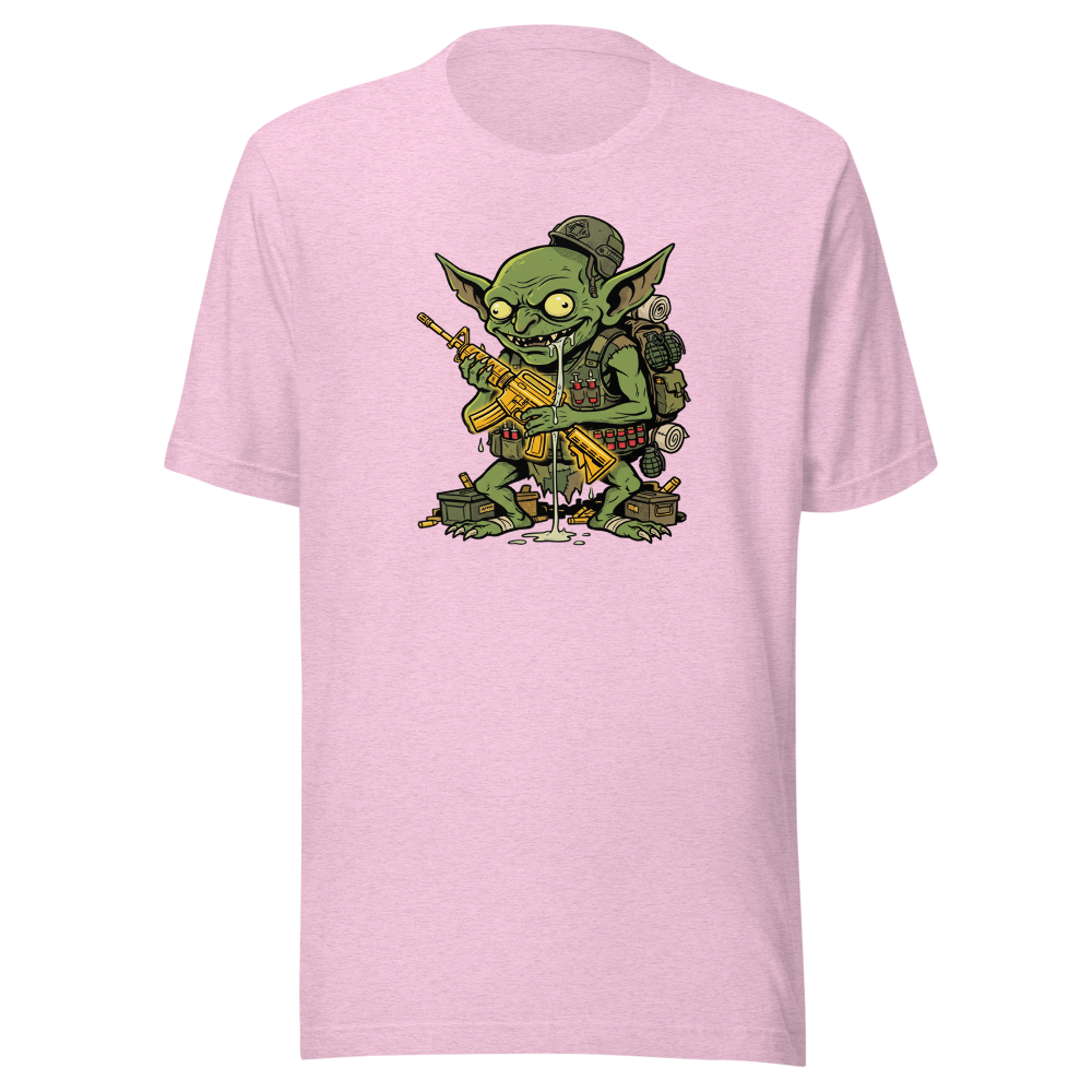 Loot Gremlin Gold Rifle Battle Royale Gamer Tee — heather prism lilac front view