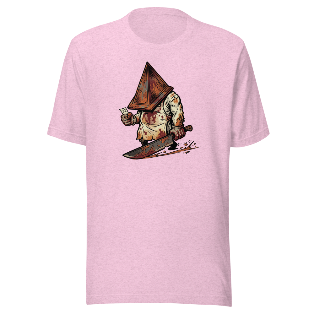 Horror Executioner at the DMV Halftone Parody Tee — heather prism lilac front view