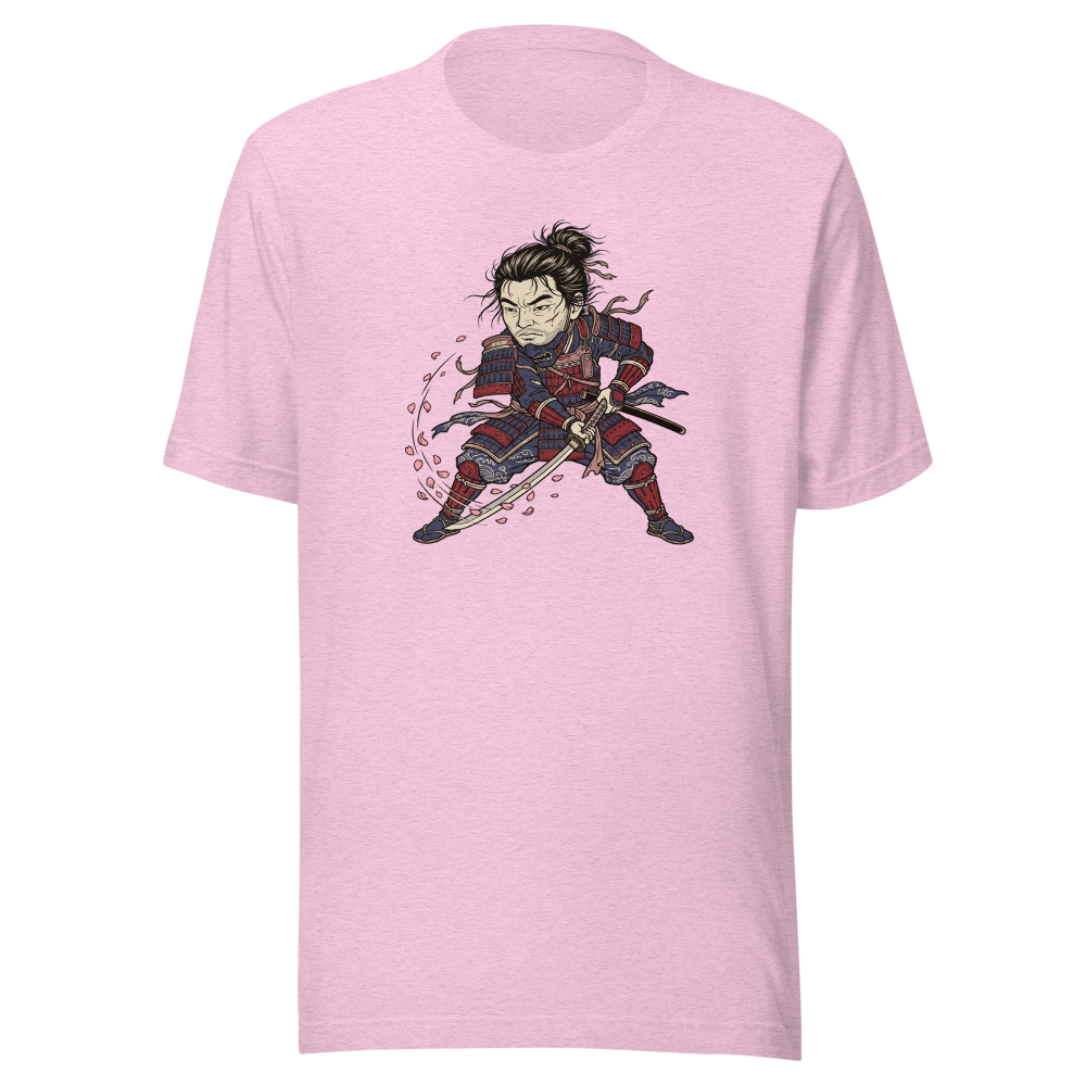 Lone Samurai Ghost Ukiyo-e Woodblock Graphic Tee — heather prism lilac front view