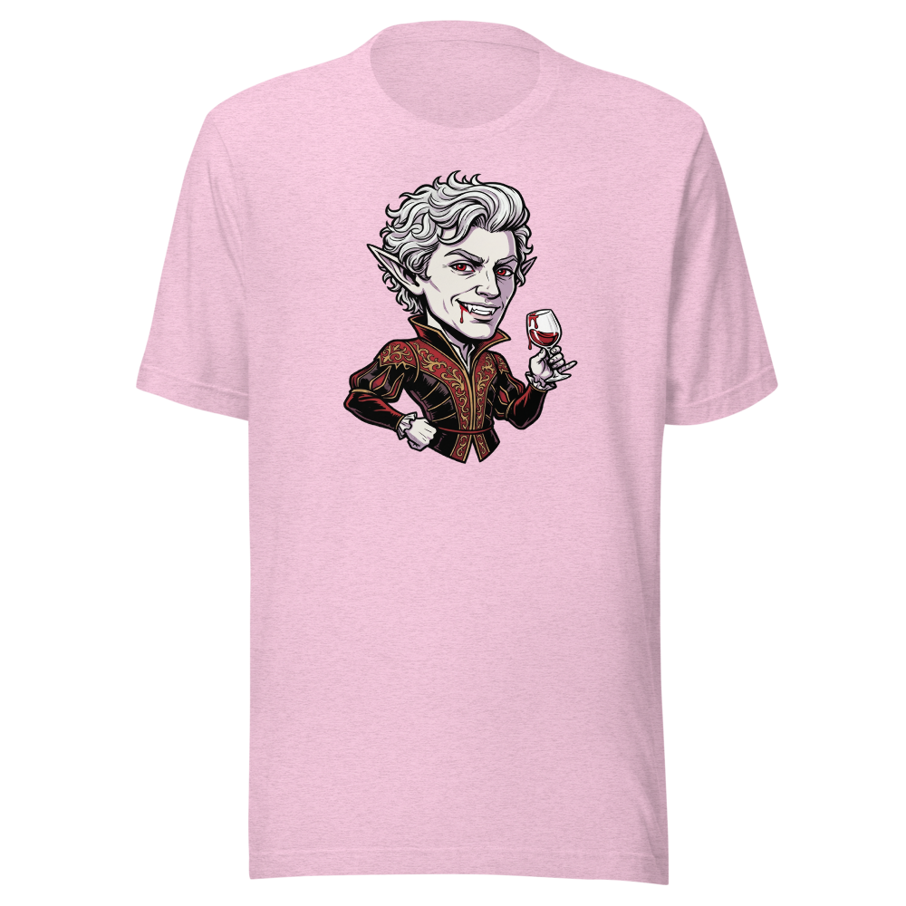 Smug Vampire Elf Rogue Comic Ink Tee — heather prism lilac front view