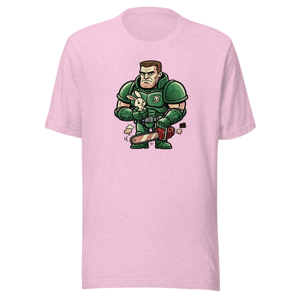 Space Marine Bunny Hug Halftone Pop Art Tee — heather prism lilac front view