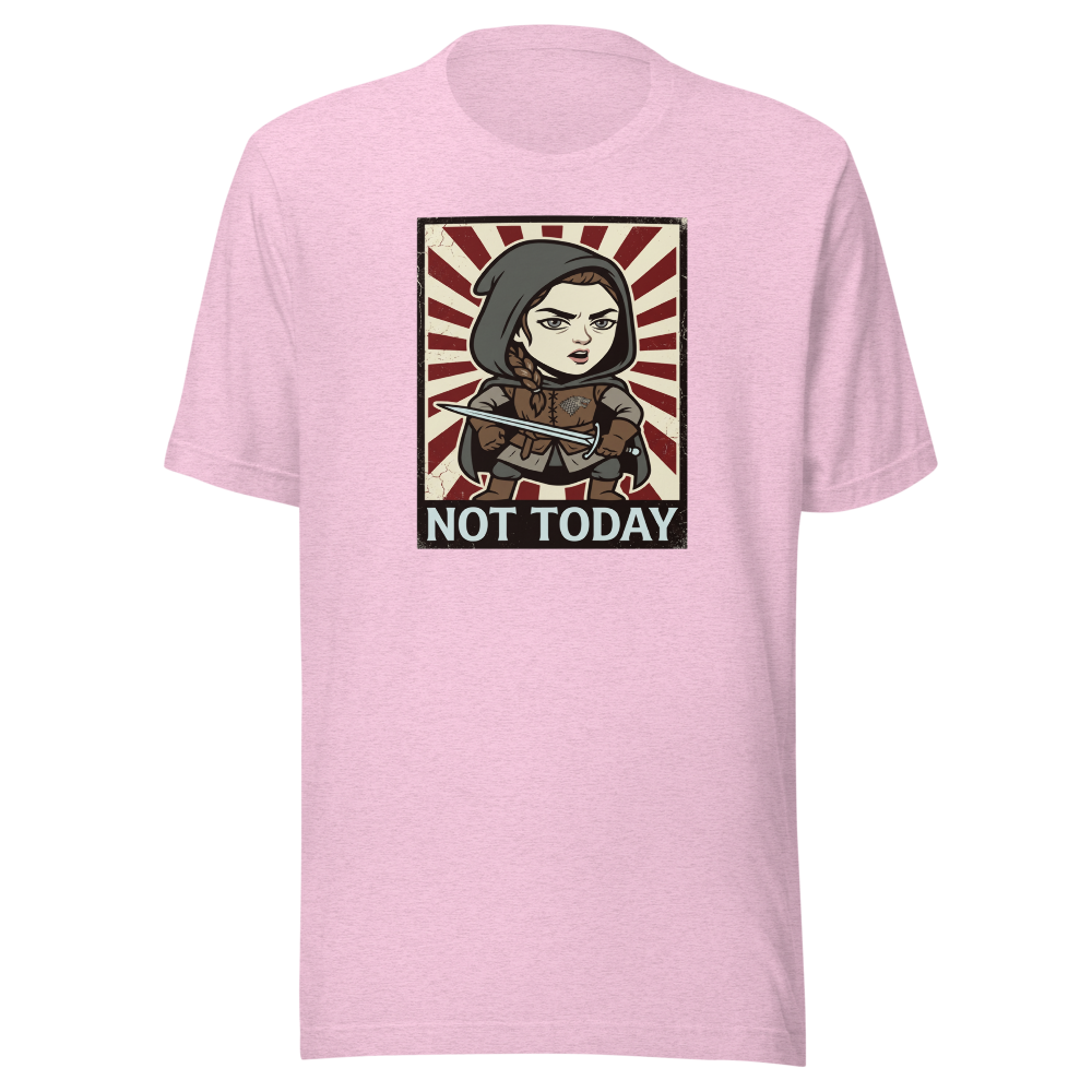 Not Today Hooded Assassin Propaganda Tee — heather prism lilac front view