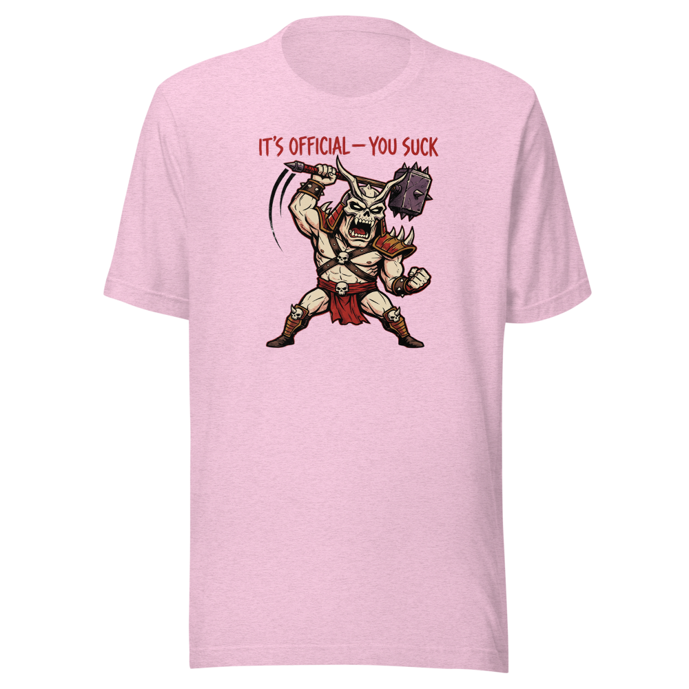 It's Official You Suck Warhammer Emperor Punk Tee — heather prism lilac front view