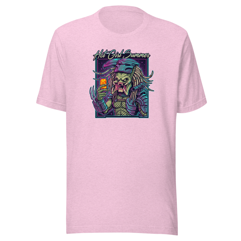 Thermal Selfie Hot Girl Summer Cyberpunk Tee — heather prism lilac front view