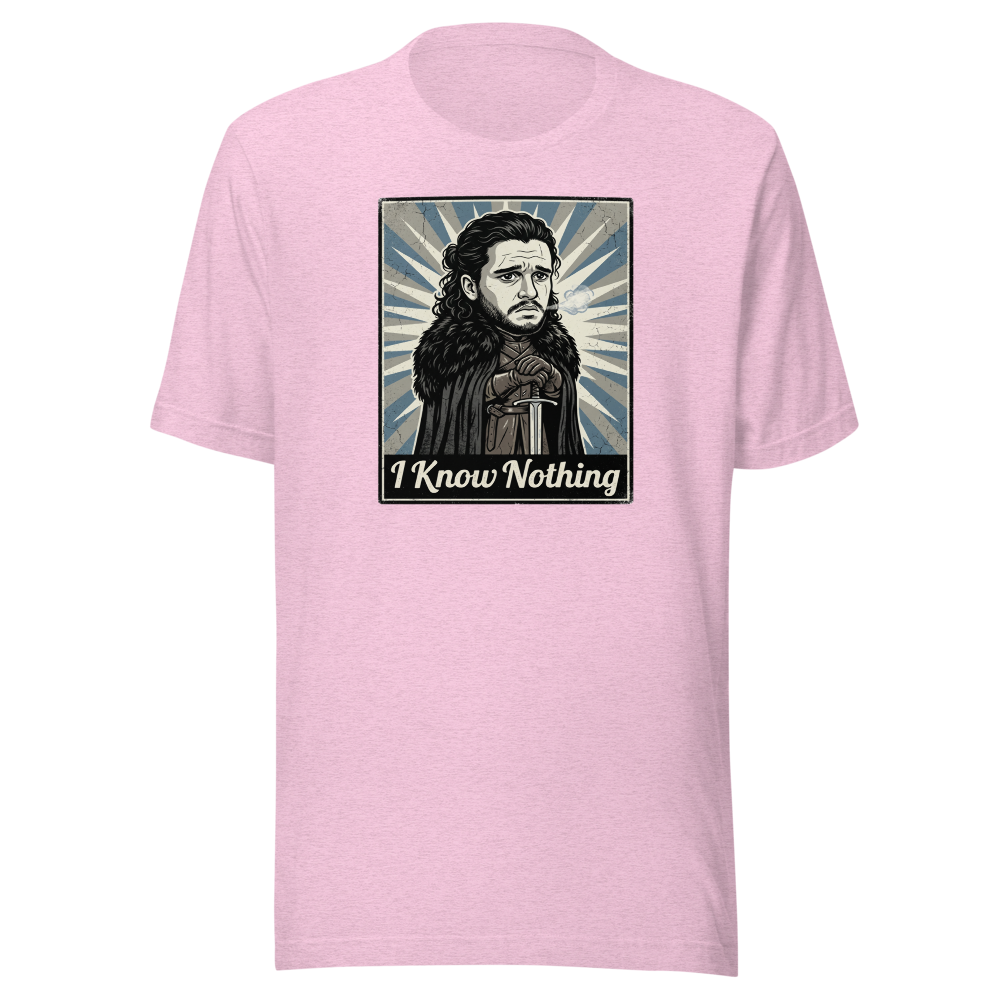 I Know Nothing Brooding Northern Hero Propaganda Tee — heather prism lilac front view