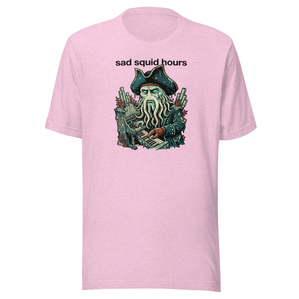 Sad Squid Hours Cursed Sea Captain Pop Art Tee — heather prism lilac front view