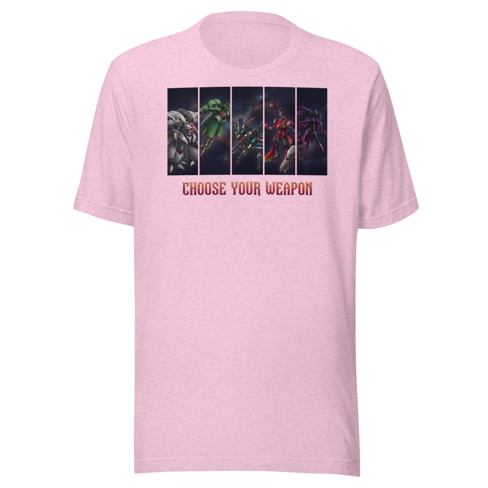 Choose Your Weapon Retro RPG Boss Roster Tee — heather prism lilac front view