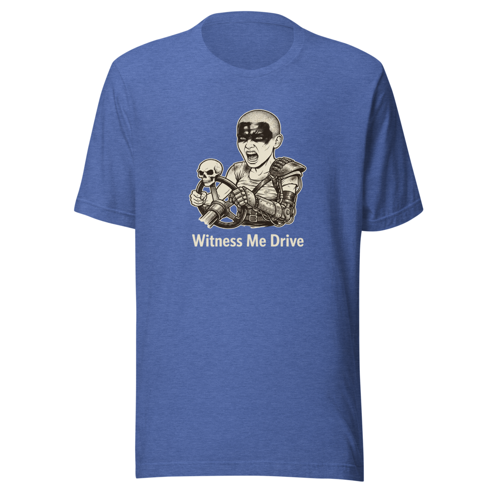 Wasteland War-Rig Driver Witness Me Drive Punk Tee — heather true royal front view