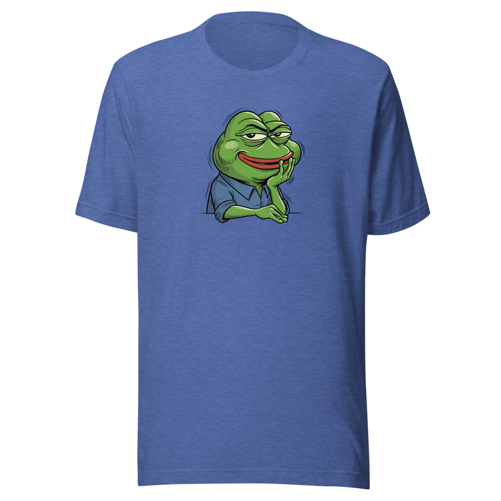 Smug Manga Frog Chin Rest Meme Graphic T-Shirt — heather true royal front view