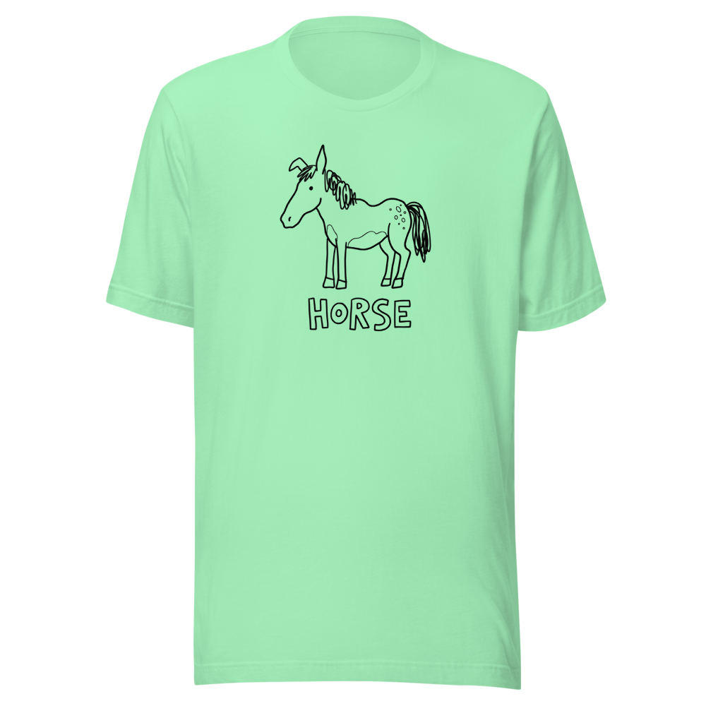 Wonky Barnyard Doodle Crayon Art Funny Tee â€” Mint front view