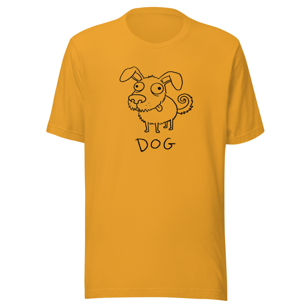 Bad Drawing Of A Dog Funny Doodle Tee — mustard front view
