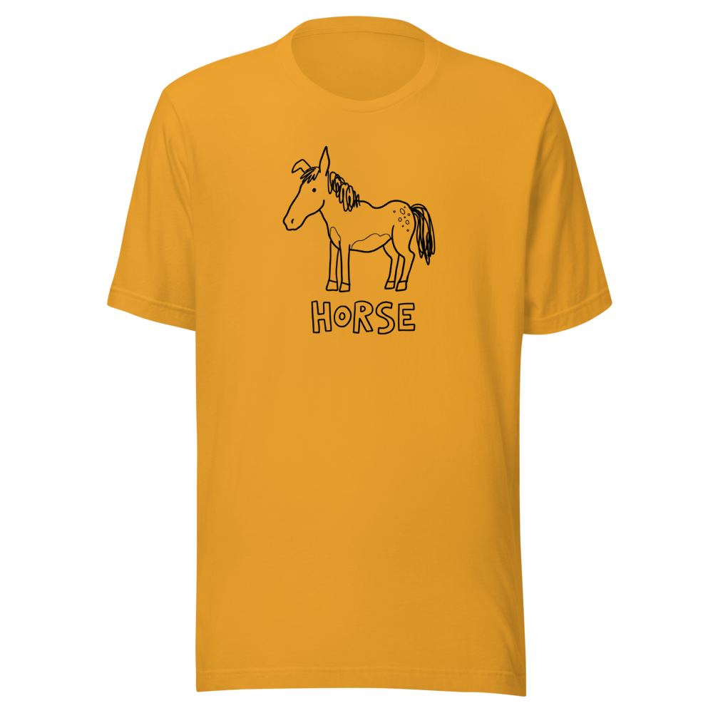 Wonky Barnyard Doodle Crayon Art Funny Tee — Premium Tee — mustard front view