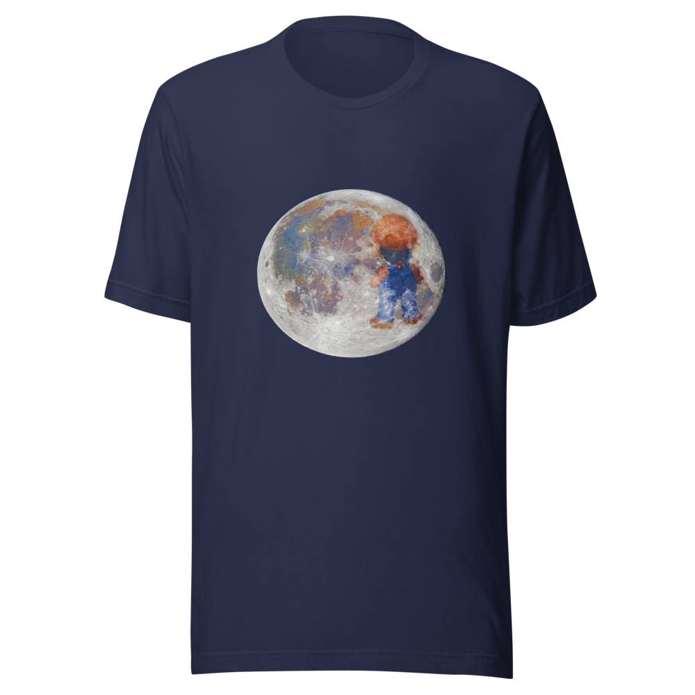 Lunar Plumber Hero Astrophotography Tee — Men's Premium Tee — navy front view