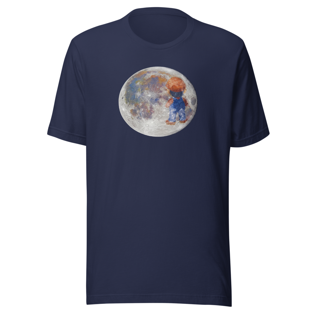 Lunar Plumber Hero Astrophotography Tee — Navy front view