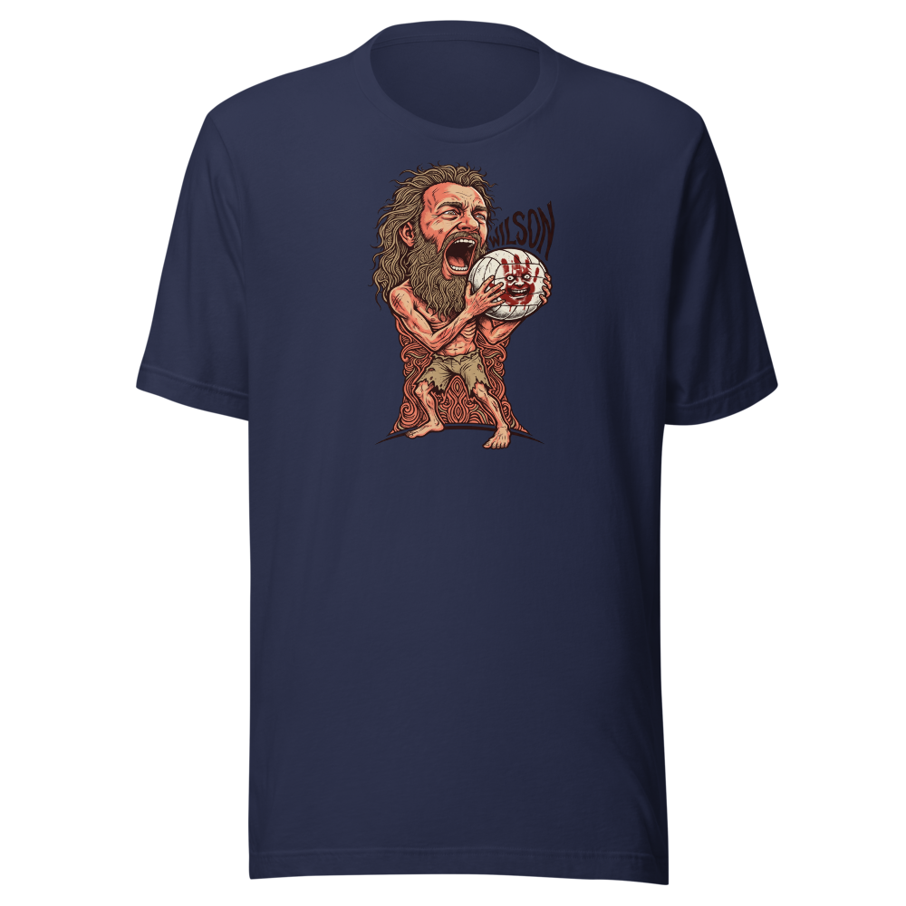 Stranded Castaway Volleyball Scream Gig Poster Tee — Men's Premium Tee — navy front view