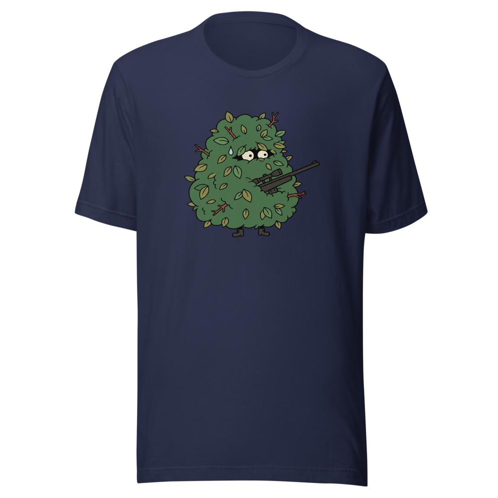 Bush Camper Sniper Battle Royale Gamer Tee — navy front view