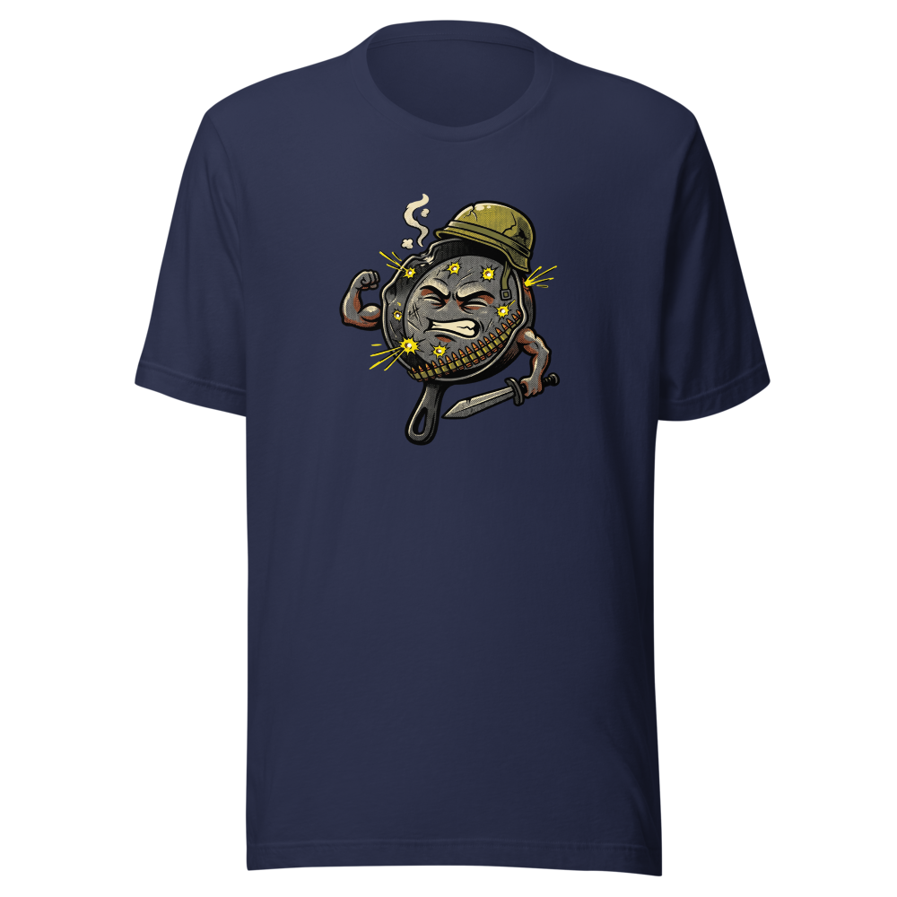 Heroic Skillet Battle Royale Halftone Pop Art Tee — navy front view