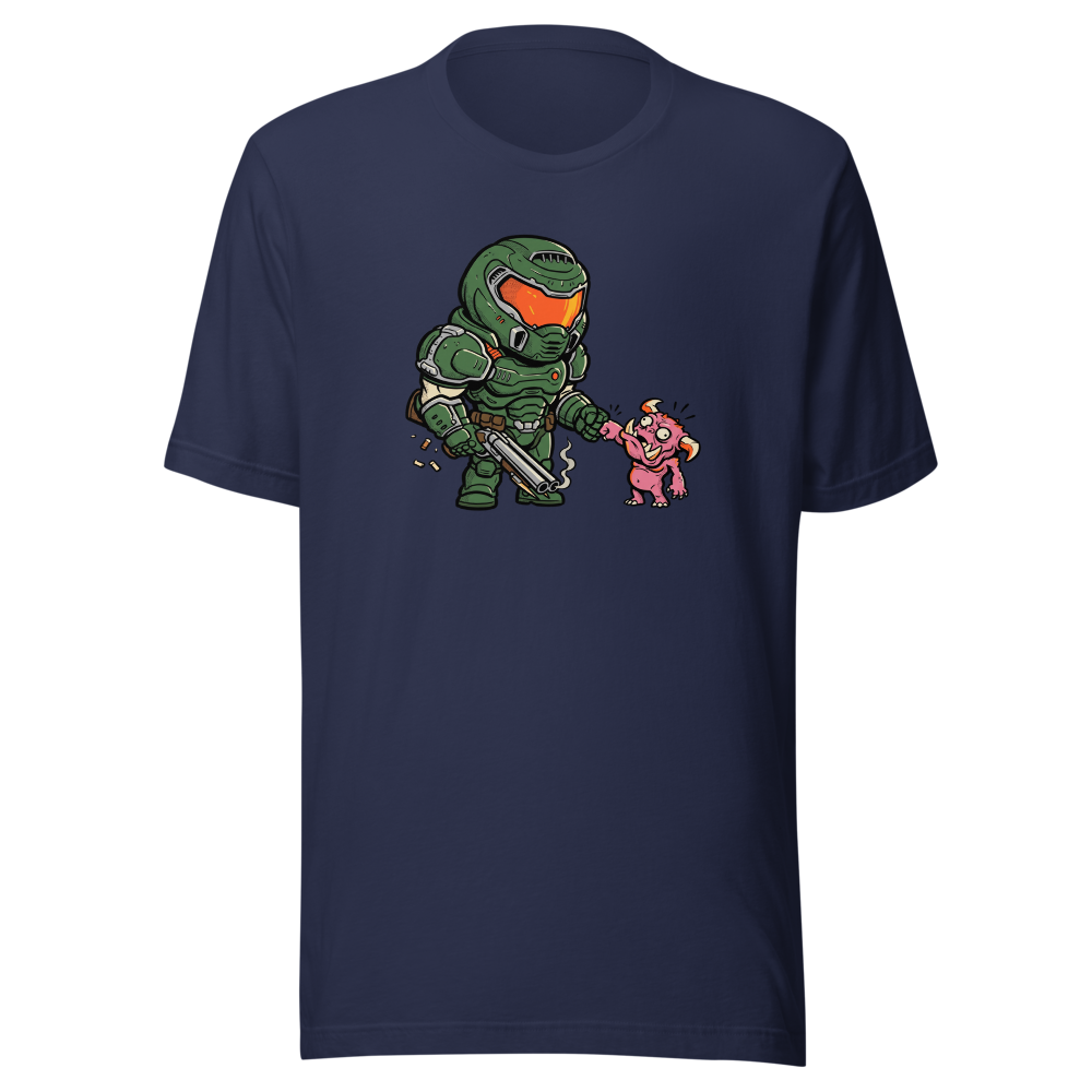 Demon Slayer Fist Bump Retro FPS Comic Tee — navy front view
