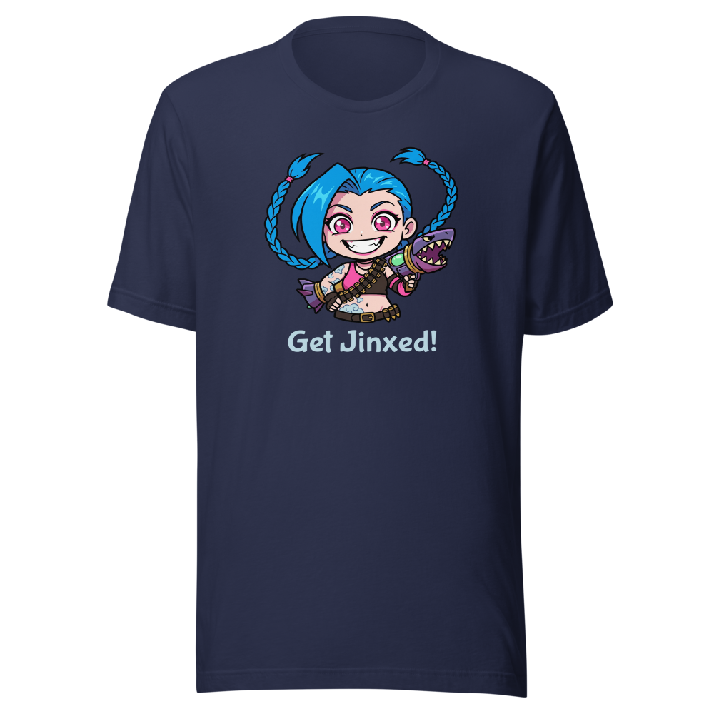 Chibi Gremlin Girl Rocket Launcher Anime Tee — navy front view