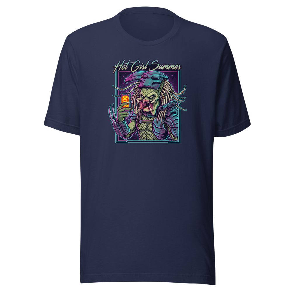 Thermal Selfie Hot Girl Summer Cyberpunk Tee — navy front view