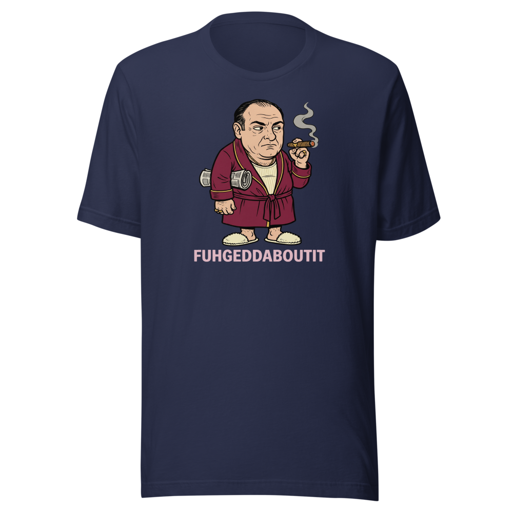 Bathrobe Mob Boss Morning Newspaper Cigar Tee — navy front view