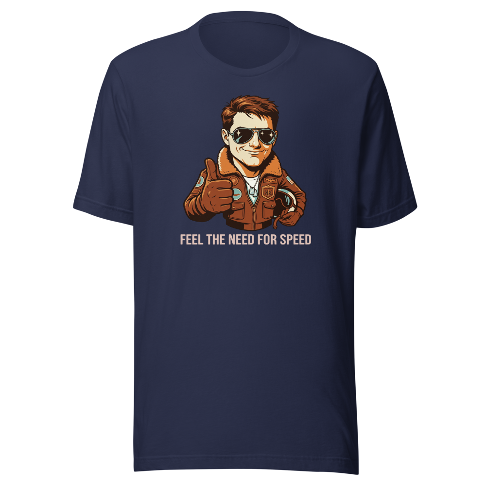Retro Naval Aviator Need For Speed Travel Poster Tee — navy front view