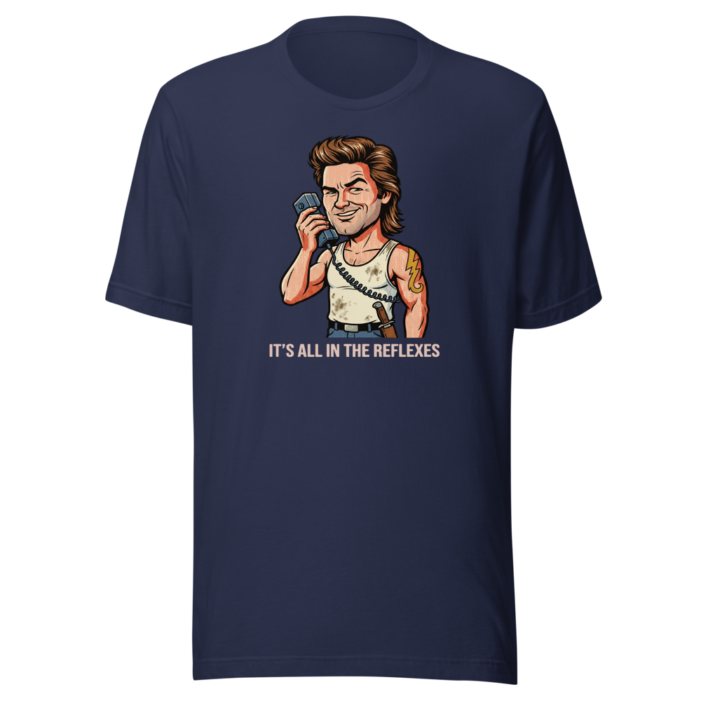 Reflexes Trucker CB Radio Halftone Pop Art Tee — navy front view