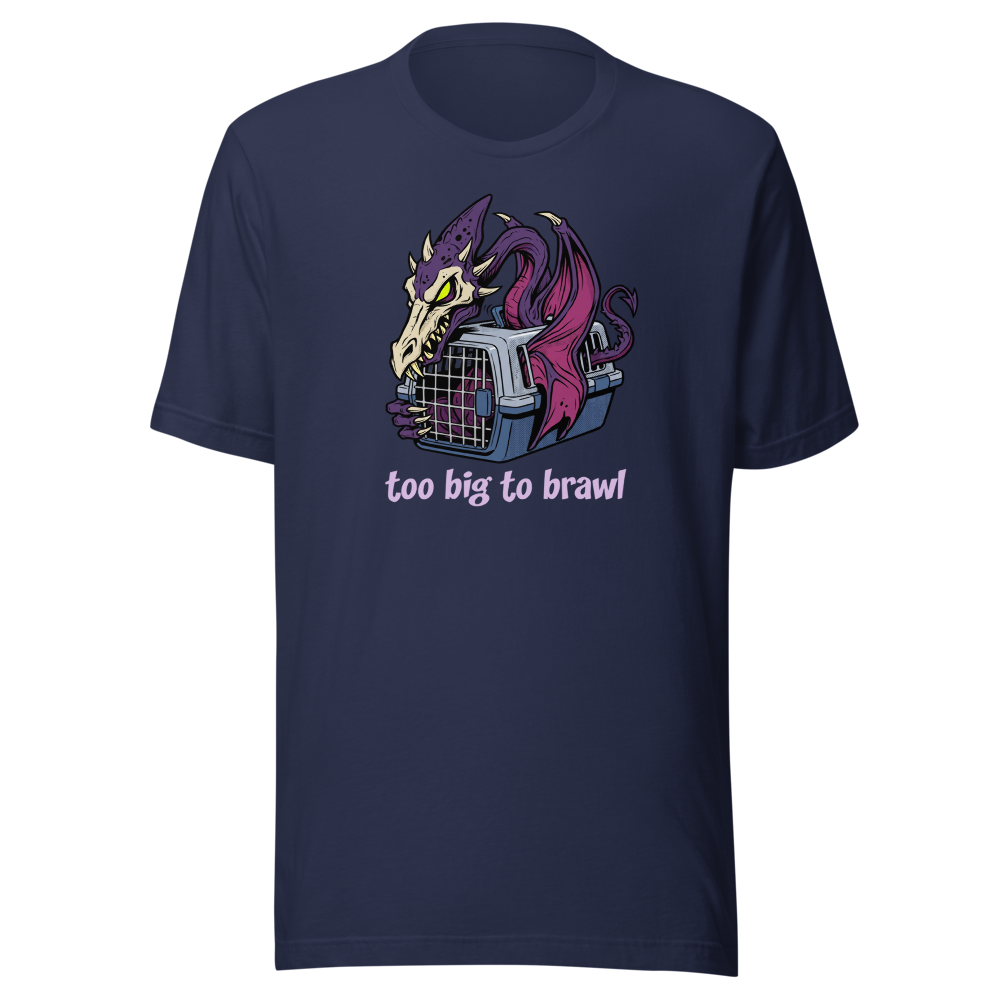 Too Big To Brawl Space Dragon Pet Carrier Tee — navy front view