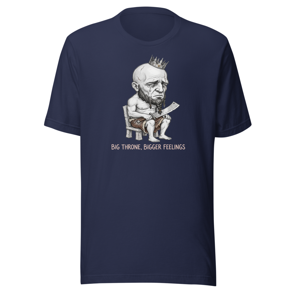 Sad Giant King Tiny Throne Sketch Tee — navy front view