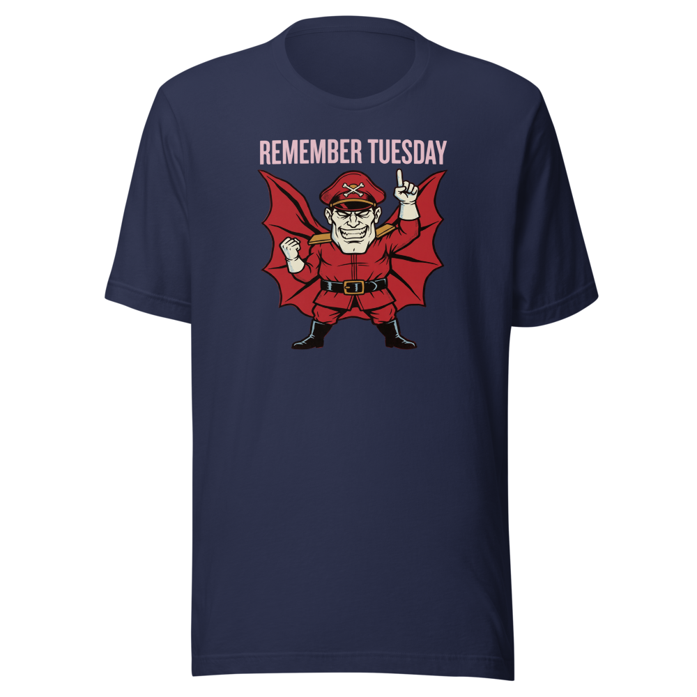 Remember Tuesday Cape Dictator Punk Boss Tee — navy front view