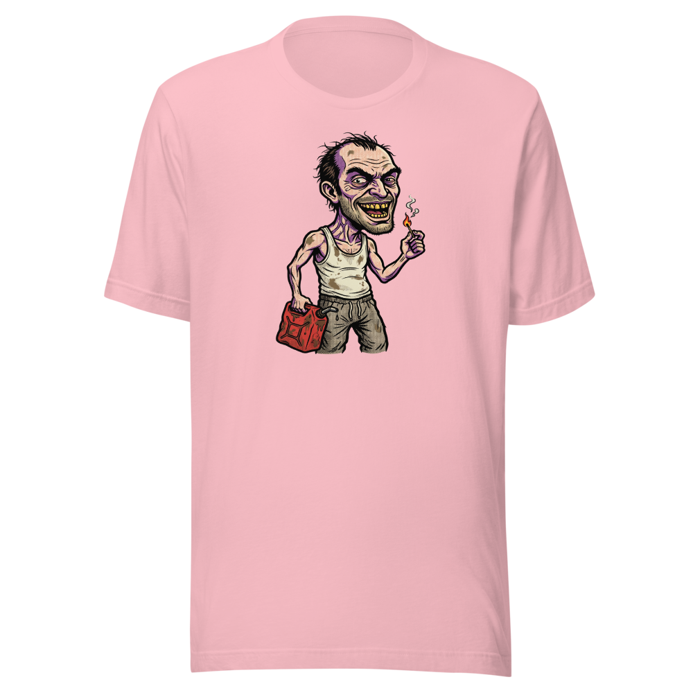 Feral Arsonist Halftone Pop Art Graphic Tee — pink front view