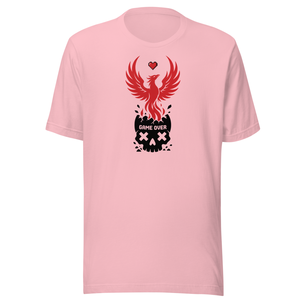 Respawn Firebird Pixel Heart Silhouette Gamer Tee — pink front view