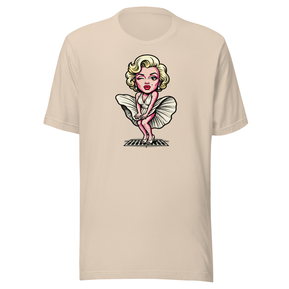 Bombshell Blonde Subway Breeze Pop Art Tee — soft cream front view