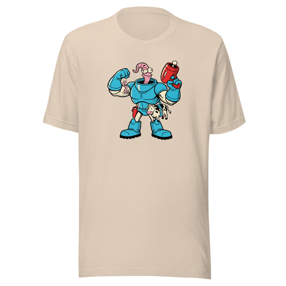 Worm Hero Super Suit Retro Gamer Graphic Tee — soft cream front view