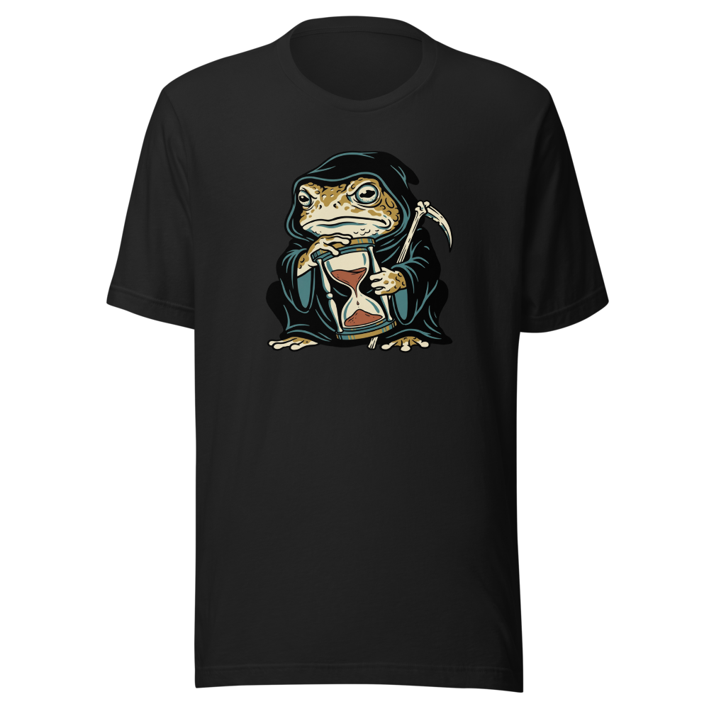 Hooded Toad Reaper Hourglass Macabre Tee — Men's Premium Tee — vintage black front view
