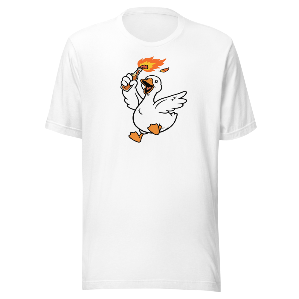 Feral Honking Bird Chaos Riot Graphic Tee — Men's Premium Tee — white front view