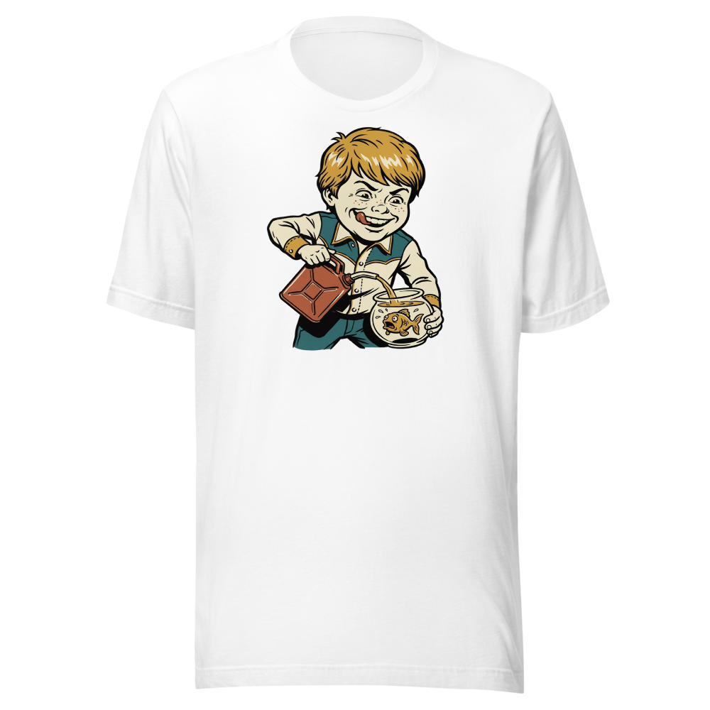Chaotic Kid Vintage Instructional Pamphlet Dark Humor Tee — white front view