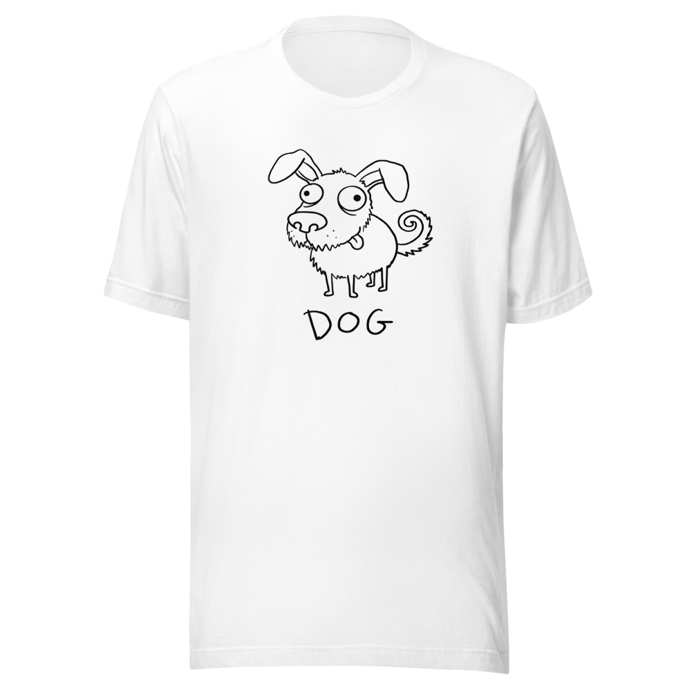 Bad Drawing Of A Dog Funny Doodle Tee — white front view