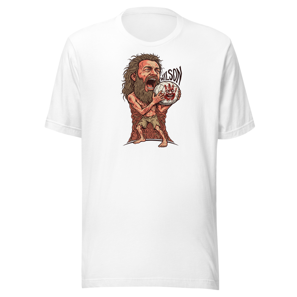 Stranded Castaway Volleyball Scream Gig Poster Tee — Men's Premium Tee — white front view