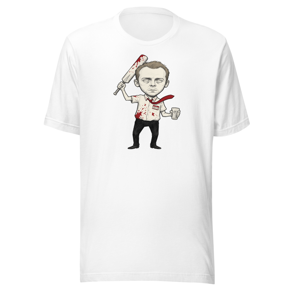 Deadpan Pub Hero Cricket Bat Zombie Sketch Tee — Men's Premium Tee — white front view