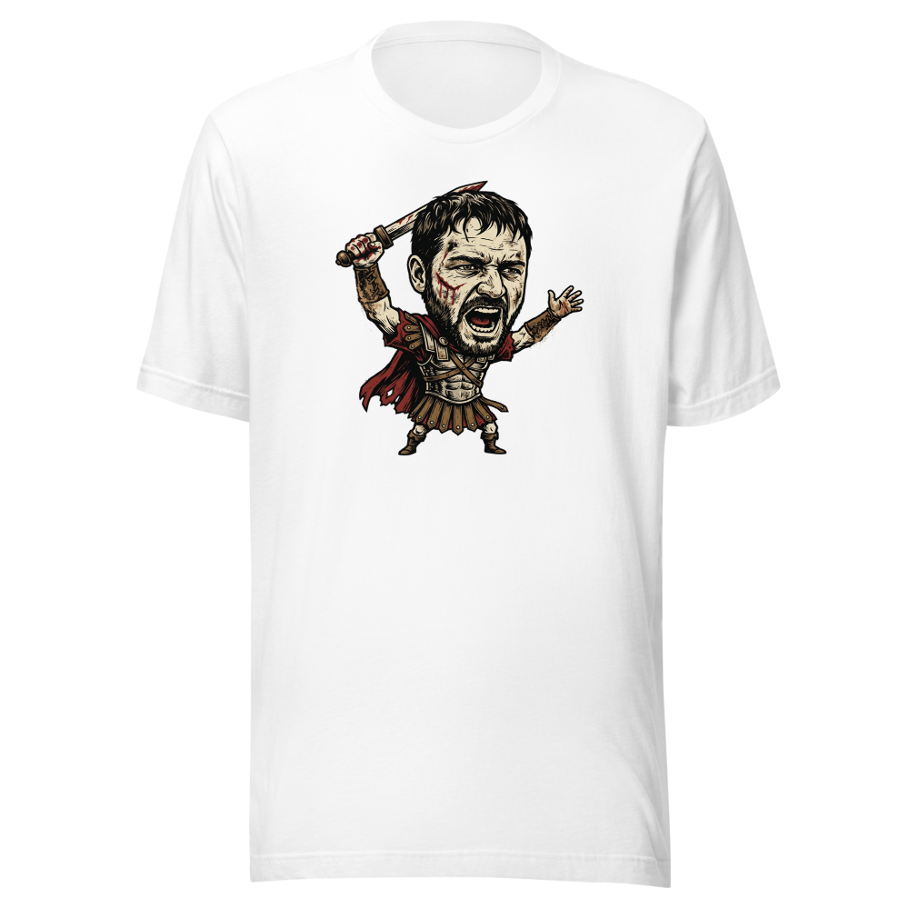 Arena Champion Woodcut Roman Warrior Roar Tee — Men's Premium Tee — white front view