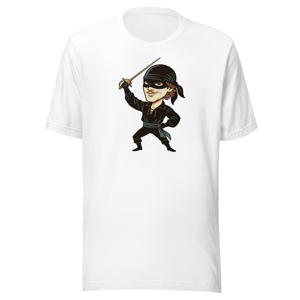 Masked Swashbuckler Vintage Pirate Poster Tee — Men's Premium Tee — white front view