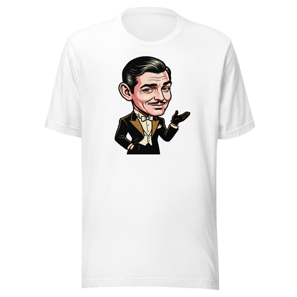 Old Hollywood Smirking Gentleman Pop Art Tee — white front view