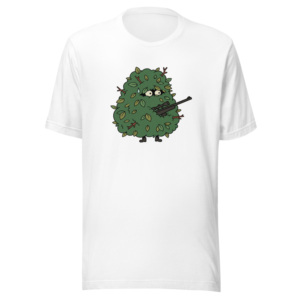 Bush Camper Sniper Battle Royale Gamer Tee — white front view